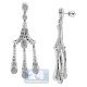 14K White Gold 2.88 ct Diamond Womens Chandelier Earrings