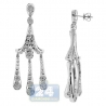 Womens Diamond Triple Chandelier Earrings 14K White Gold 2.88 ct