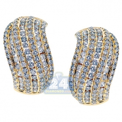 14K Yellow Gold 3.66 ct Diamond Womens Huggie Earrings