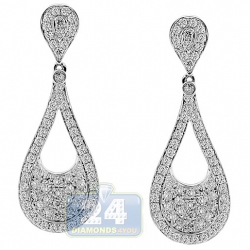 14K White Gold 1.64 ct Diamond Womens Drop Earrings