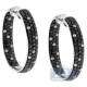 14K White Gold 5.20 ct Black Diamond Oval Hoop Earrings