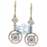 Womens Diamond Illusion Hook Drop Earrings 14K Yellow Gold 2.04 ct