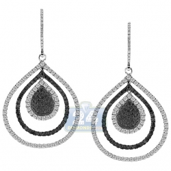 14K White Gold 2.53 ct Diamond Layered Drop Hook Earrings