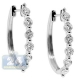 14K White Gold 1.61 ct Diamond Womens Oval Hoop Earrings