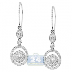14K White Gold 1.36 ct Diamond Womens Dangle Hook Earrings