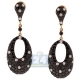 14K Yellow Gold 4.19 ct Black Diamond Womens Oval Drop Earrings