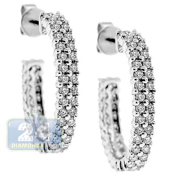 14K White Gold 1.87 ct Diamond Womens J-Hoop Earrings