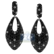 14K White Gold 5.22 ct Black Diamond Womens Dangle Earrings