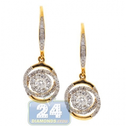 14K Yellow Gold 1.78 ct Diamond Illusion Womens Drop Earrings