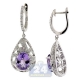14K White Gold 7.26 ct Purple Amethyst Diamond Drop Earrings