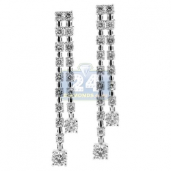 18K White Gold 1.81 ct Diamond Womens Double Drop Earrings
