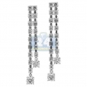 Womens Diamond Double Drop Earrings 18K White Gold 1.81 Carat
