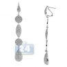 Womens Diamond Pave Drop Earrings 14K White Gold 3.28 Carat