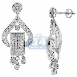 14K White Gold 2.05 ct Diamond Womens Dangle Earrings