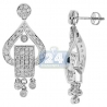 Womens Diamond Vintage Dangle Earrings 14K White Gold 2.05 ct