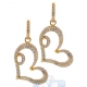 14K Yellow Gold 1.80 ct Diamond Open Heart Womens Earrings