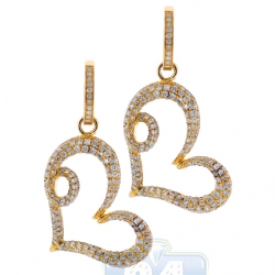 14K Yellow Gold 1.80 ct Diamond Open Heart Womens Earrings