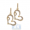 Womens Diamond Open Heart Drop Earrings 14K Yellow Gold 1.80 ct