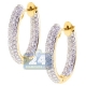 18K Yellow Gold 1.46 ct Diamond Womens Oval Hoop Earrings