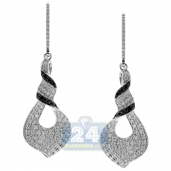 14K White Gold 1.50 ct Diamond Womens Dangle Curl Earrings
