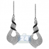 Womens Diamond Dangle Curl Earrings 14K White Gold 1.50 Carat