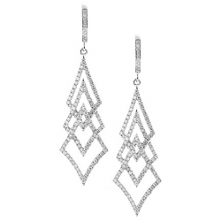 18K White Gold 1.20 ct Diamond Womens Dangle Tree Earrings