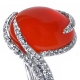 14K White Gold 6.75 ct Carnelian Diamond Cocktail Ring