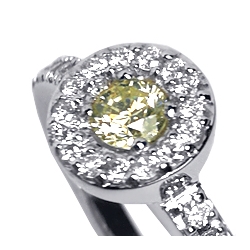 18K White Gold 0.40 ct Fancy Diamond Womens Halo Ring