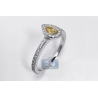 Womens Pear Cut Fancy Diamond Halo Ring 18K White Gold 0.50 ct