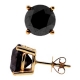 14K Yellow Gold 8.10 ct Round Black Diamond Stud Earrings
