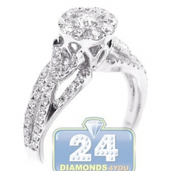 14K White Gold 1.33 ct Diamond Vintage Style Engagement Ring