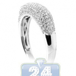 18K White Gold 0.80 ct Diamond Womens Dome Band Ring