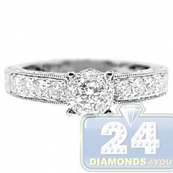 14K White Gold 0.75 ct Diamond Patterned Engagement Ring