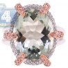 14K White Gold 6.19 ct Green Amethyst Diamond Cocktail Ring