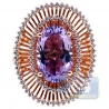 18K Rose Gold 6.17 ct Purple Amethyst Diamond Cocktail Womens Ring