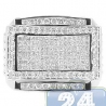 14K White Gold 0.75 ct Round Princess Cut Diamond Mens Signet Ring