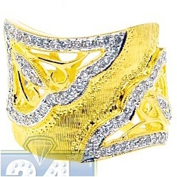 14K Yellow Gold 0.82 ct Diamond Womens Wide Openwork Ring