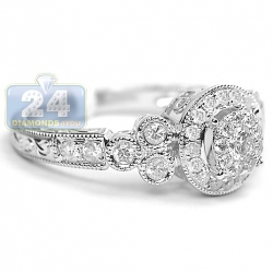 14K White Gold 0.81 ct Diamond Vintage Engagement Ring