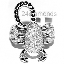 14K White Gold 1.41 ct Diamond Mens Scorpion Ring