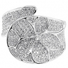 14K White Gold 1.14 ct Diamond Womens Flower Leaf Band Ring