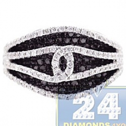 14K White Gold 1.80 ct Black Diamond Womens Infinity Ring