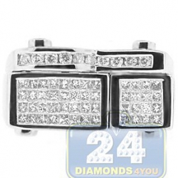 14K White Gold 1.13 ct Princess Diamond Mens Rectangle Ring