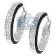14K White Gold 1.20 ct Iced Out Diamond Round Hoop Earrings