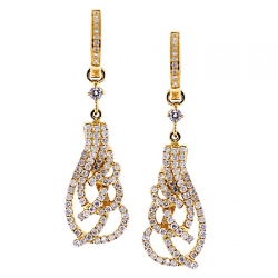 14K Yellow Gold 1.07 ct Diamond Womens Openwork Drop Earrings