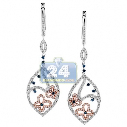 14K Two Tone Gold 1.18 ct Diamond Butterfly Womens Earrings