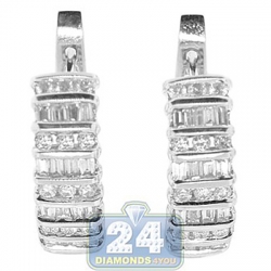 14K White Gold 1.50 ct Channel Set Diamond Huggie Earrings