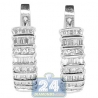 Womens Channel Set Diamond Huggie Earrings 14K White Gold 1.50 ct