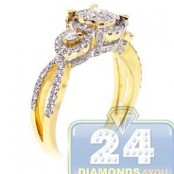 14K Yellow Gold 1.01 ct Diamond Illusion Engagement Ring