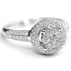 14K White Gold 1.21 ct Diamond Halo Womens Engagement Ring