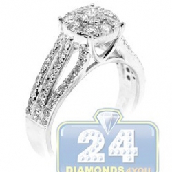 14K White Gold 0.90 ct Diamond Openwork Vintage Engagement Ring